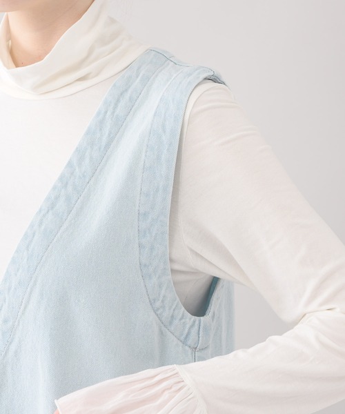 CLOCHE（クロシェ）の「cloche デニムロングフレアワンピース（ジャンパースカート・レディース・ベージュ/ブルー・FREE）」の19枚目の写真