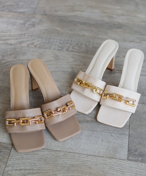 LIPSERVICE（リップサービス）の「チェーンスクエアミュール（サンダル・レディース・ベージュ/アイボリー・S/M/L）」の5枚目の写真