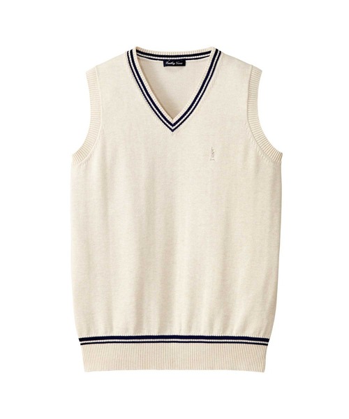 EASTBOY(イーストボーイ)の「COOL MAX 夏用 ライン入り ベスト 12G 女子 制服 スクールベスト eastboy Venus(ベスト・キッズ・ネイビー/オフホワイト/ライトグレー/オートミール・11号/9号)」の3枚目の写真
