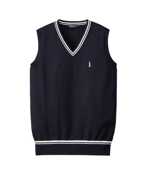 EASTBOY(イーストボーイ)の「COOL MAX 夏用 ライン入り ベスト 12G 女子 制服 スクールベスト eastboy Venus(ベスト・キッズ・ネイビー/オフホワイト/ライトグレー/オートミール・11号/9号)」の4枚目の写真