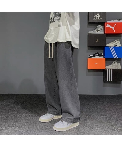 DEVICE(デバイス)の「リラックス ワイド デニムパンツ ブラックデニム シェフパンツ(デニムパンツ・メンズ・ブラック・FREE)」の2枚目の写真