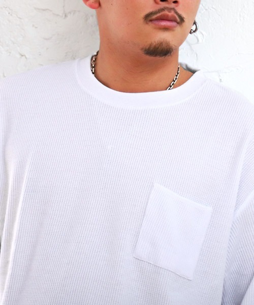 LUXSTYLE(ラグスタイル)の「ワッフルロング丈BIG半袖Tシャツ(Tシャツ/カットソー・メンズ・ホワイト/ブラック/杢グレー・M/L)」の11枚目の写真