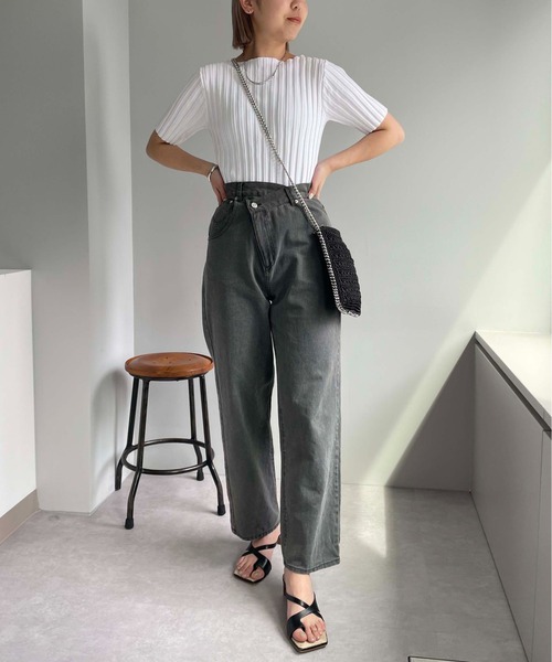 CAPRICIEUX LE'MAGE（カプリシューレマージュ）の「アシメベルトデニム（デニムパンツ・レディース・グレー・38/36）」の7枚目の写真