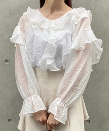 titty＆Co. PETIT by poyo | 【titty&Co.PETIT Produce by POYO】ボリュームシフォンフリルブラウス(シャツ/ブラウス)