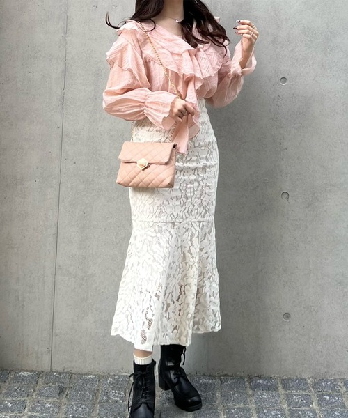 titty＆Co. PETIT by poyo（ティティーアンドコープティバイポヨ）の「【titty&Co.PETIT by POYO】ボリュームシフォンフリルブラウス（シャツ/ブラウス・レディース・ピンク/ホワイト・FREE）」の6枚目の写真