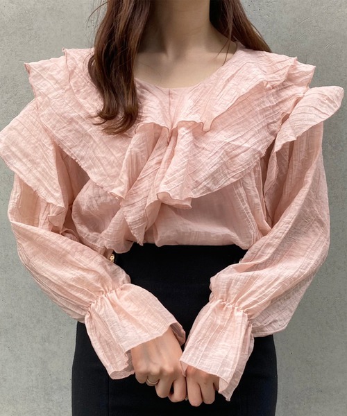 titty＆Co. PETIT by poyo（ティティーアンドコープティバイポヨ）の「【titty&Co.PETIT by POYO】ボリュームシフォンフリルブラウス（シャツ/ブラウス・レディース・ピンク/ホワイト・FREE）」の10枚目の写真