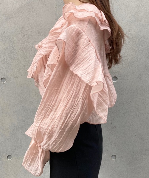 titty＆Co. PETIT by poyo（ティティーアンドコープティバイポヨ）の「【titty&Co.PETIT by POYO】ボリュームシフォンフリルブラウス（シャツ/ブラウス・レディース・ピンク/ホワイト・FREE）」の14枚目の写真