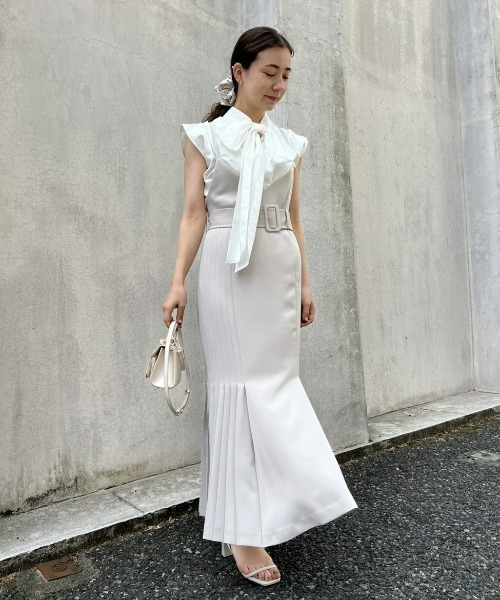 SNIDEL（スナイデル）の「プリーツナロージャンスカ（ジャンパースカート・レディース・ブラック/アイボリー/チェック・00/1/0）」の7枚目の写真