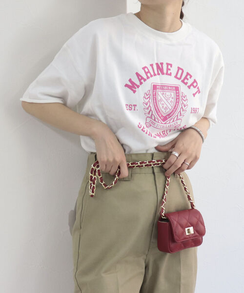 fredy repit（フレディレピ）の「カレッジ風ロゴプリントTシャツ（Tシャツ/カットソー・レディース・ライトグレー/オフホワイト/ベビーピンク・38）」の7枚目の写真