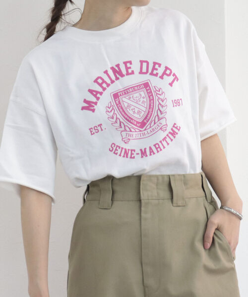 fredy repit（フレディレピ）の「カレッジ風ロゴプリントTシャツ（Tシャツ/カットソー・レディース・ライトグレー/オフホワイト/ベビーピンク・38）」の8枚目の写真