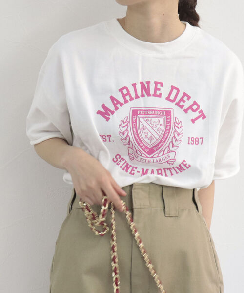 fredy repit（フレディレピ）の「カレッジ風ロゴプリントTシャツ（Tシャツ/カットソー・レディース・ライトグレー/オフホワイト/ベビーピンク・38）」の12枚目の写真