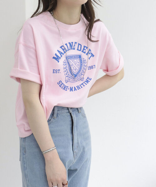 fredy repit（フレディレピ）の「カレッジ風ロゴプリントTシャツ（Tシャツ/カットソー・レディース・ライトグレー/オフホワイト/ベビーピンク・38）」の16枚目の写真