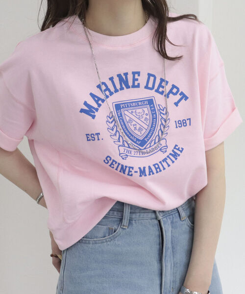 fredy repit（フレディレピ）の「カレッジ風ロゴプリントTシャツ（Tシャツ/カットソー・レディース・ライトグレー/オフホワイト/ベビーピンク・38）」の18枚目の写真