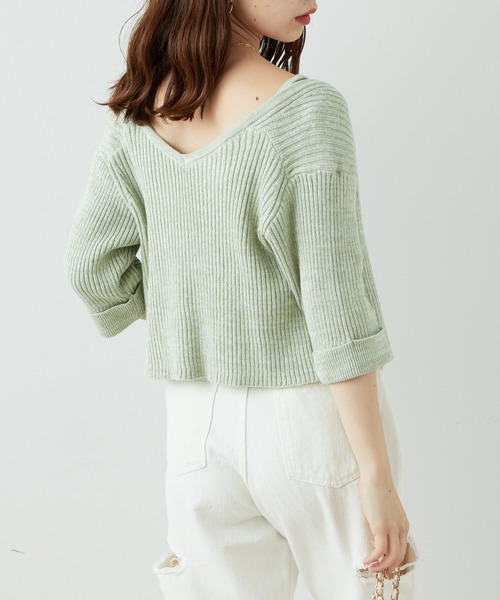 AMBIDEX Store 数字刺繍 Vカーディガン(F ピンク): l'atelier du