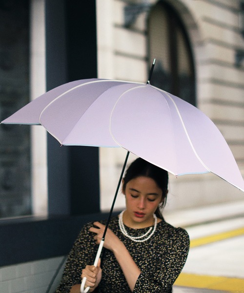 セール】【because】バイカラーパイピングはなびら長傘 晴雨兼用