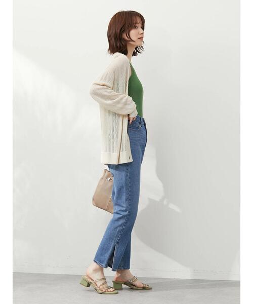 Green Parks(グリーンパークス)の「すかし編みカーデ(カーディガン/ボレロ・レディース・ネイビー/アイボリー/ミント・FREE)」の8枚目の写真