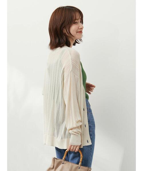 Green Parks(グリーンパークス)の「すかし編みカーデ(カーディガン/ボレロ・レディース・ネイビー/アイボリー/ミント・FREE)」の11枚目の写真