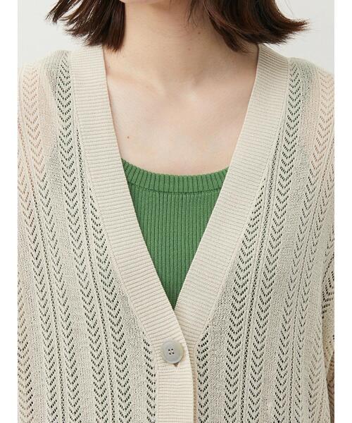Green Parks(グリーンパークス)の「すかし編みカーデ(カーディガン/ボレロ・レディース・ネイビー/アイボリー/ミント・FREE)」の12枚目の写真