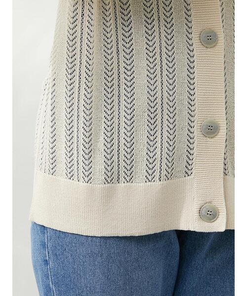 Green Parks(グリーンパークス)の「すかし編みカーデ(カーディガン/ボレロ・レディース・ネイビー/アイボリー/ミント・FREE)」の14枚目の写真