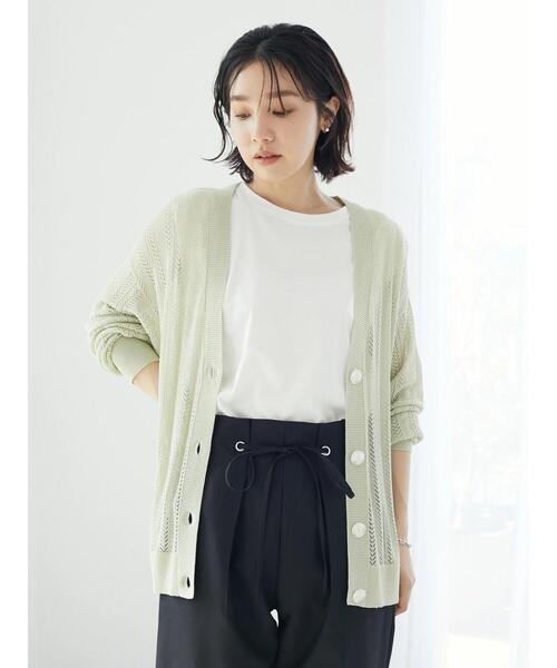 Green Parks(グリーンパークス)の「すかし編みカーデ(カーディガン/ボレロ・レディース・ネイビー/アイボリー/ミント・FREE)」の18枚目の写真