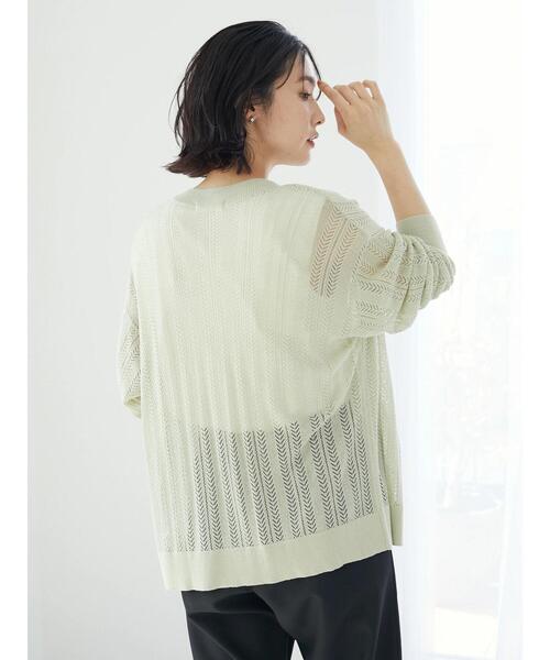 Green Parks(グリーンパークス)の「すかし編みカーデ(カーディガン/ボレロ・レディース・ネイビー/アイボリー/ミント・FREE)」の19枚目の写真