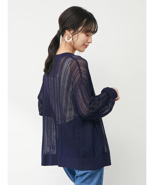 Green Parks(グリーンパークス)の「すかし編みカーデ(カーディガン/ボレロ・レディース・ネイビー/アイボリー/ミント・FREE)」の21枚目の写真