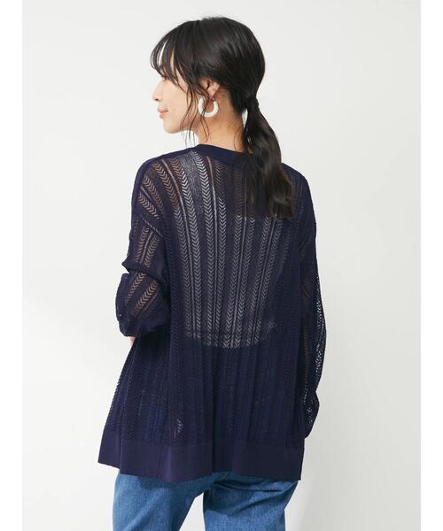 Green Parks(グリーンパークス)の「すかし編みカーデ(カーディガン/ボレロ・レディース・ネイビー/アイボリー/ミント・FREE)」の22枚目の写真