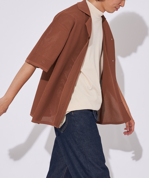 EDIFICE（エディフィス）の「スポンディッシュ リラックス ニットシャツ（シャツ/ブラウス・メンズ・グリーン/ブラック/ブラウン系その他/ブルー/オレンジ/ナチュラル/オレンジ系その他/ベージュ・MEDIUM/LARGE）」の3枚目の写真