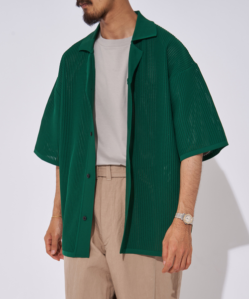 EDIFICE（エディフィス）の「スポンディッシュ リラックス ニットシャツ（シャツ/ブラウス・メンズ・グリーン/ブラック/ブラウン系その他/ブルー/オレンジ/ナチュラル/オレンジ系その他/ベージュ・MEDIUM/LARGE）」の6枚目の写真