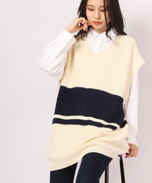 Revo. | Revo. コットンアクリル パネルボーダーニットベスト(ベスト)