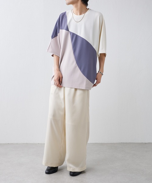 Lui's（ルイス）の「配色パターン切替カットソー（Tシャツ/カットソー・メンズ・ホワイト/ブラック・FREE）」の15枚目の写真