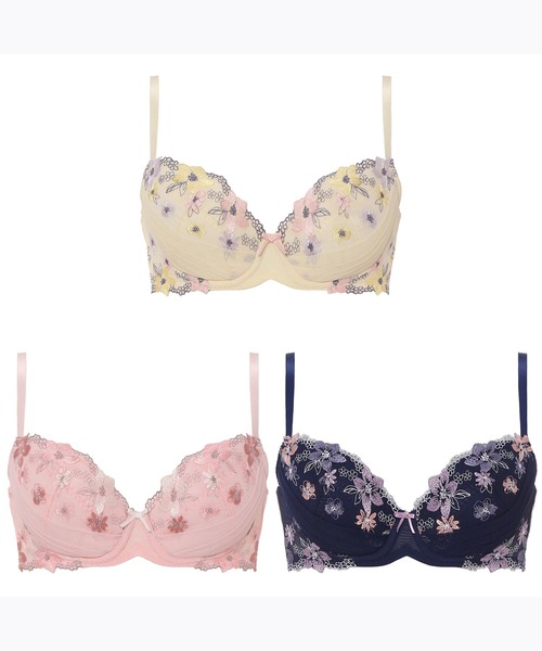 AMOSTYLE BY Triumph(アモスタイルバイトリンプ)の「谷間くっきり ブラ&ショーツセット フラワーチュール【B,C,Dカップ】AMST257 WHU + Mini JX(ブラ&ショーツ・レディース・ホワイト/ピンク/ブルー・B65/B70/C70/D70/B75/C65/C75/D65/D75)」の7枚目の写真