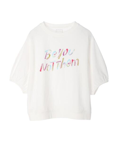 Green　Parks（グリーンパークス）の「パフスリーブロゴTシャツ（Tシャツ/カットソー・レディース・チャコールグレー/オフホワイト/ブルー系その他7・FREE）」の20枚目の写真