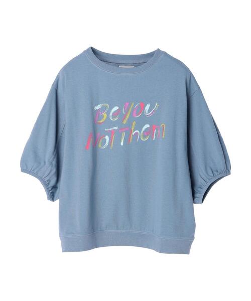 Green　Parks（グリーンパークス）の「パフスリーブロゴTシャツ（Tシャツ/カットソー・レディース・チャコールグレー/オフホワイト/ブルー系その他7・FREE）」の3枚目の写真