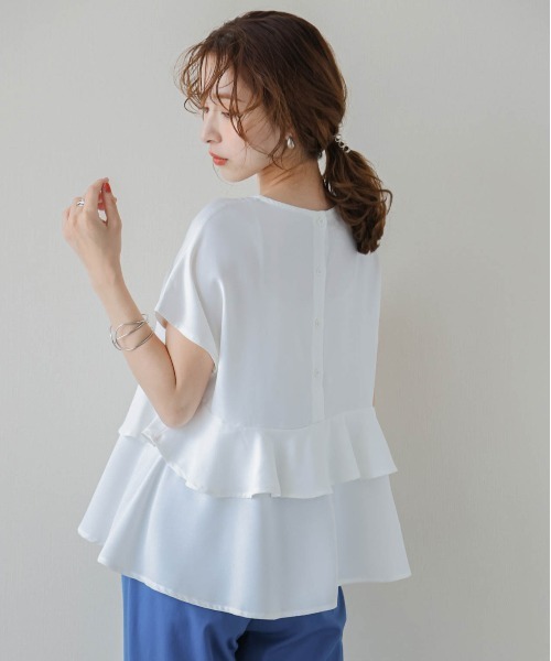 フレンチスリープティアードブラウス