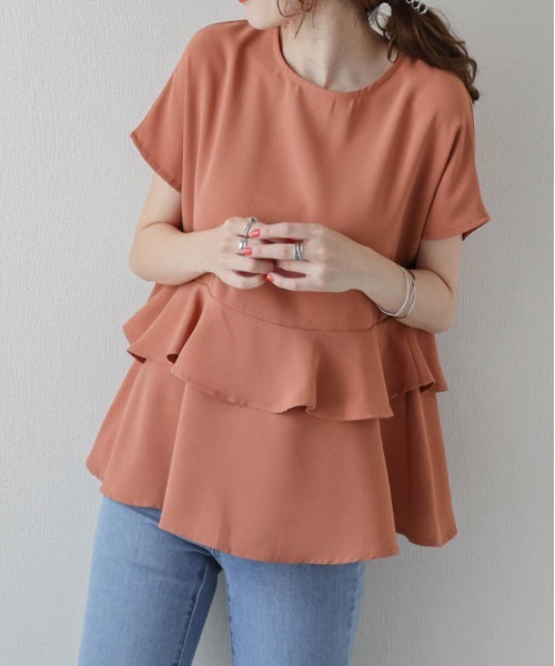 フレンチスリープティアードブラウス