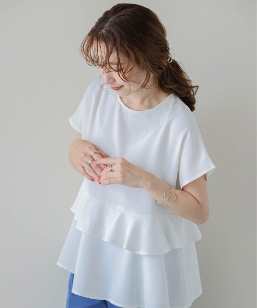 フレンチスリープティアードブラウス
