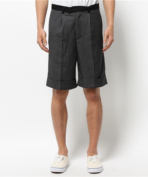 WEGO（ウィゴー）の「WEGO/ピンストライプワイドショーツ（その他パンツ・メンズ・ブラック/ライトグレー・LARGE/MEDIUM）」の5枚目の写真