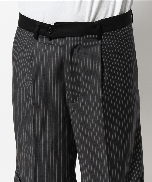 WEGO（ウィゴー）の「WEGO/ピンストライプワイドショーツ（その他パンツ・メンズ・ブラック/ライトグレー・LARGE/MEDIUM）」の6枚目の写真