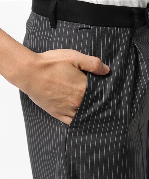 WEGO（ウィゴー）の「WEGO/ピンストライプワイドショーツ（その他パンツ・メンズ・ブラック/ライトグレー・LARGE/MEDIUM）」の8枚目の写真