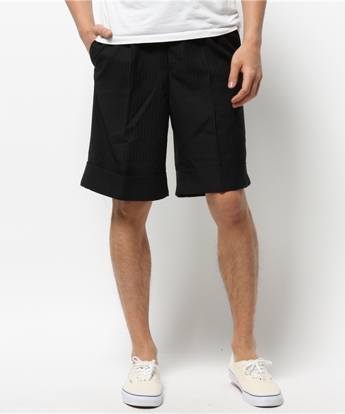 WEGO（ウィゴー）の「WEGO/ピンストライプワイドショーツ（その他パンツ・メンズ・ブラック/ライトグレー・LARGE/MEDIUM）」の14枚目の写真