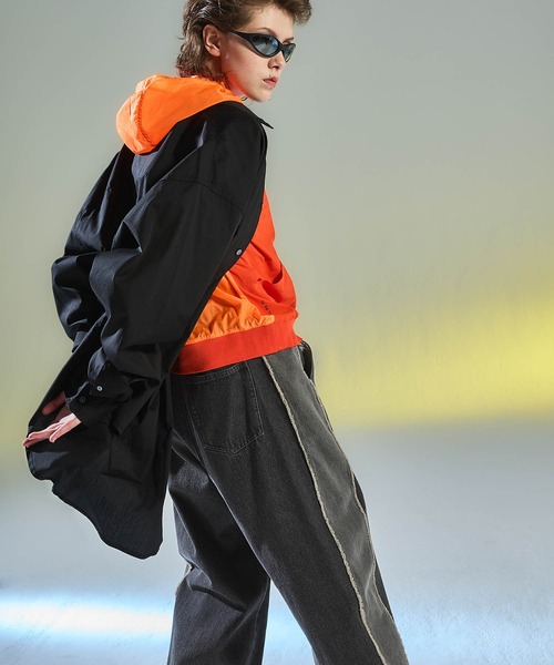 ENDER PRODUCTS（エンダープロダクツ）の「ユーズド加工サイドフリンジ切替セミワイドストレートデニムパンツ 【ENDER PRODUCTS/エンダープロダクツ】（デニムパンツ・メンズ・グレー/ブラック/ブルー・M/L）」の12枚目の写真