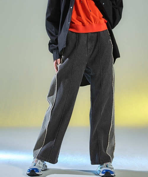 ENDER PRODUCTS（エンダープロダクツ）の「ユーズド加工サイドフリンジ切替セミワイドストレートデニムパンツ 【ENDER PRODUCTS/エンダープロダクツ】（デニムパンツ・メンズ・グレー/ブラック/ブルー・M/L）」の13枚目の写真