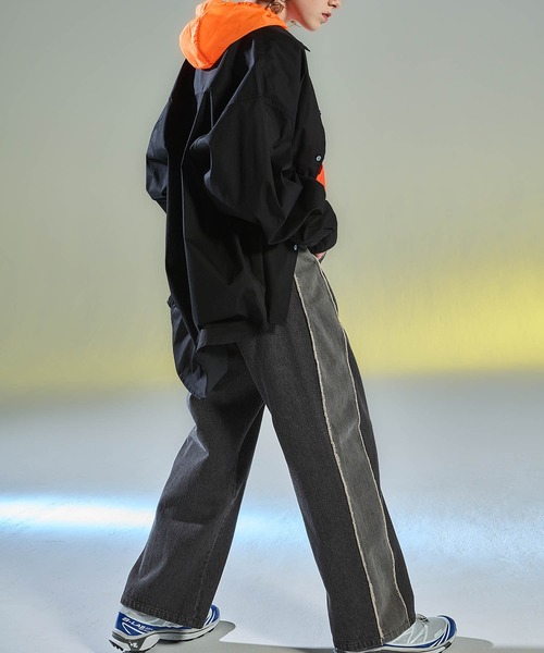 ENDER PRODUCTS（エンダープロダクツ）の「ユーズド加工サイドフリンジ切替セミワイドストレートデニムパンツ 【ENDER PRODUCTS/エンダープロダクツ】（デニムパンツ・メンズ・グレー/ブラック/ブルー・M/L）」の14枚目の写真