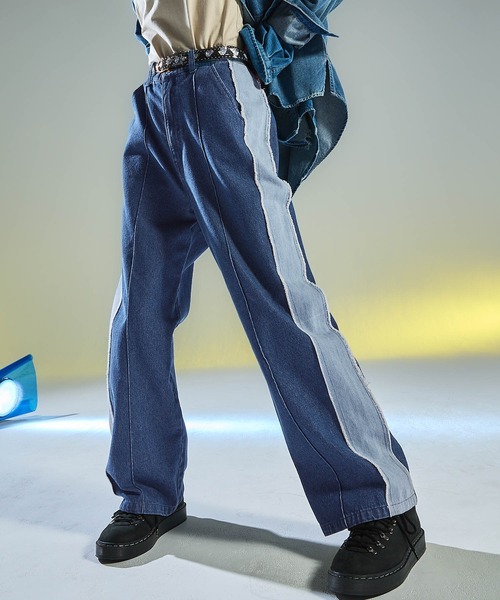 ENDER PRODUCTS（エンダープロダクツ）の「ユーズド加工サイドフリンジ切替セミワイドストレートデニムパンツ 【ENDER PRODUCTS/エンダープロダクツ】（デニムパンツ・メンズ・グレー/ブラック/ブルー・M/L）」の17枚目の写真