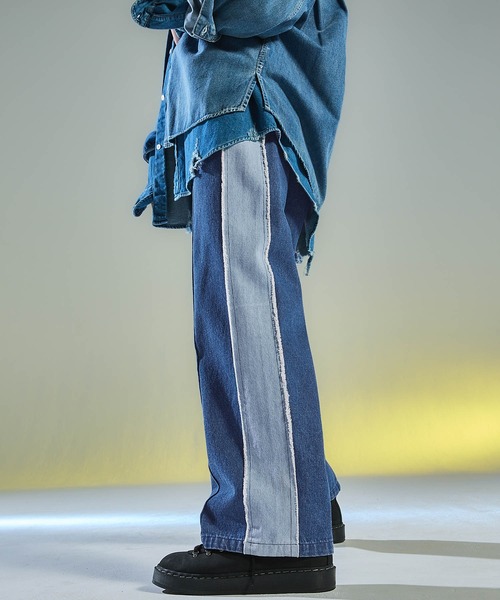 ENDER PRODUCTS（エンダープロダクツ）の「ユーズド加工サイドフリンジ切替セミワイドストレートデニムパンツ 【ENDER PRODUCTS/エンダープロダクツ】（デニムパンツ・メンズ・グレー/ブラック/ブルー・M/L）」の18枚目の写真