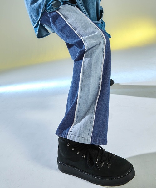 ENDER PRODUCTS（エンダープロダクツ）の「ユーズド加工サイドフリンジ切替セミワイドストレートデニムパンツ 【ENDER PRODUCTS/エンダープロダクツ】（デニムパンツ・メンズ・グレー/ブラック/ブルー・M/L）」の20枚目の写真