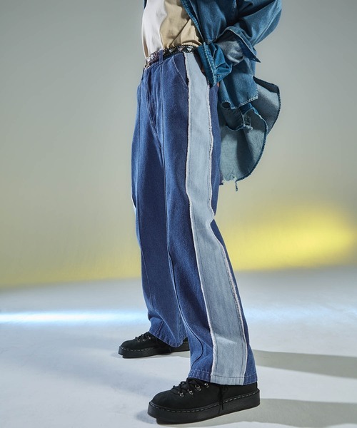 ENDER PRODUCTS（エンダープロダクツ）の「ユーズド加工サイドフリンジ切替セミワイドストレートデニムパンツ 【ENDER PRODUCTS/エンダープロダクツ】（デニムパンツ・メンズ・グレー/ブラック/ブルー・M/L）」の22枚目の写真