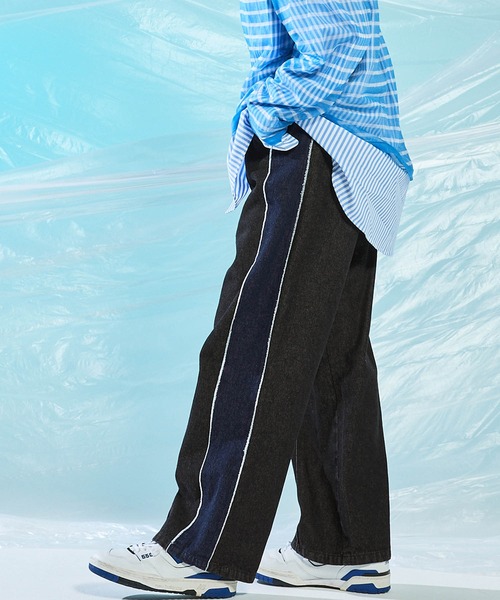 ENDER PRODUCTS（エンダープロダクツ）の「ユーズド加工サイドフリンジ切替セミワイドストレートデニムパンツ 【ENDER PRODUCTS/エンダープロダクツ】（デニムパンツ・メンズ・グレー/ブラック/ブルー・M/L）」の6枚目の写真