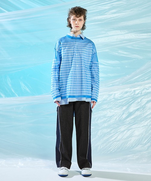 ENDER PRODUCTS（エンダープロダクツ）の「ユーズド加工サイドフリンジ切替セミワイドストレートデニムパンツ 【ENDER PRODUCTS/エンダープロダクツ】（デニムパンツ・メンズ・グレー/ブラック/ブルー・M/L）」の7枚目の写真